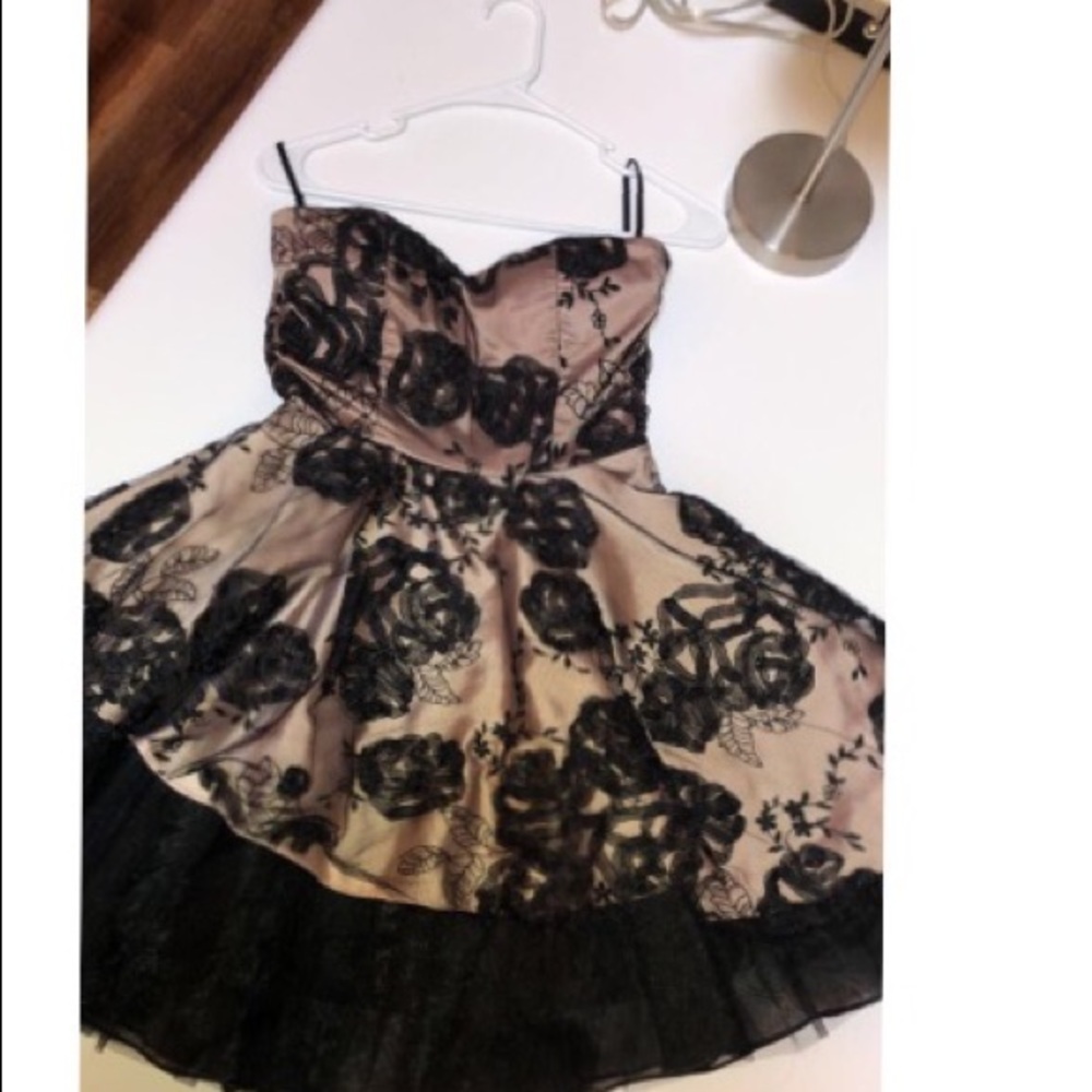 Runway Couture black and gold floral dress